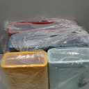 Desk Organizer with Drawers, Stackable Storage Drawers with Compartments Desktop Organization for Office Supplies, Makeup, Pencils, Tape, Erasers, Paperclips, Chargers (2S2M) (Light blue+Yellow+Deep Blue+Orange)