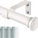 TONIAL Curtain Rod 32 to 58 Inch, Telescoping Splicing 3/4 Drapery Rods for Windows Decorative Single Rod with Small Cap End, Warm White