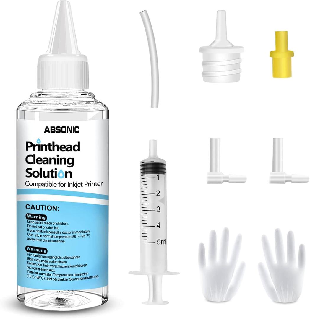 Printer Cleaning Kit for Epson, Printhead Cleaning Kit for HP, Inkjet Printer Head Cleaner for Canon, Printers Cleaner Printhead Cleaning Solution for Inkjet, Printers Print Head Cleaning Kits 100mL