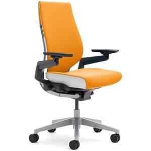 Steelcase Gesture Office Chair - Ergonomic Work Chair with Wheels for Carpet - Comfortable - Intuitive-to-Adjust for Desk - 360-Degree Arms - Tangerine Orange Fabric