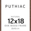 puthiac 12x18 Solid Oak Wood Picture Frame, Fits 8x12 with Mat or 12x18 Without Mat, Wall Display Only, Vertical or Horizontal, Plexi Front, 1 Pack, Walnut