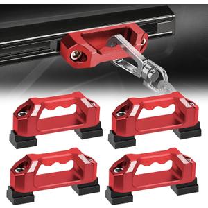 Aluminum Tie Down Anchors- Compatible with 20052025 Tacoma, 20222025 Tundra/Tundra HV with FactoryInstalled UtiliTrack System, Heavy Duty Bed Rail Tie Down Tacoma Accessories - 4PCS Red
