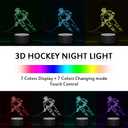 Hockey Player 3D Lamp Night Lights for Kids 7 LED Color Changing Touch Table Desk Lamps Lighting Cool Toys Gifts Birthday Xmas Decoration for Sports Hockey Fan