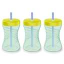 NUK Fun Grip Straw Cup, 3-Pack - Toddler Sippy Cup with Straw for Easy Drinking, Suitable for Ages 8 Months and Up