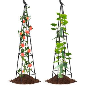 2 Pack Garden Trellis for Climbing Plants Outdoors,65Inch Cucumber Trellis Garden Obelisk Trellis Rustproof Plants Support with Adjustable Heights for Indoor Potted Plants, Vines, Vegetables