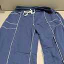 Panadila Womens Barrel Pants Drawstring Wide Leg Sweatpants Baggy Summer Lounge Pants Casual Beach Trousers (Blue, L)