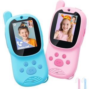 Video Walkie Talkies for Kids,2 Pack Rechargeable Kids Walkie Talkies Can Send Message,Christmas Birthday Gifts for Kid Age 3-12,Portable Toddler Toy for 4 5 6 7 8 9 Year Old Girl Boy Pink/Blue