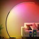 RGB Dimmable Arc Floor Lamps with 3 Color Temperatures, Ultra Bright 1800LM LED Floor Lamps for Living Room, Modern Standing Tall Lamp with Remote Control, Reading Floor Lamp for Bedroom Office (Matte Black-RGB67"300" Ultra-Wide Coverage)