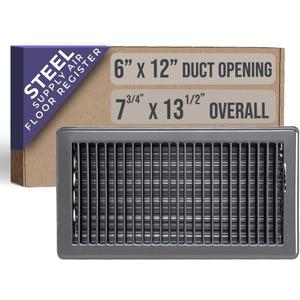 Fits 6x12 and 12x6 Duct Opening | Floor Register with Louvered Design by Handua | Heavy Duty Walkable Design with Damper | Floor Vent Grille | Easy to Adjust Air Supply Lever | Black