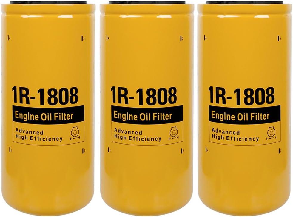 3PCS 1R1808 Oil Filter Compatible with Caterpillar 1R-1808 Oil Filter CAT 3406B 3408 3412C 3412 3306B Excavator Replace 275-2604