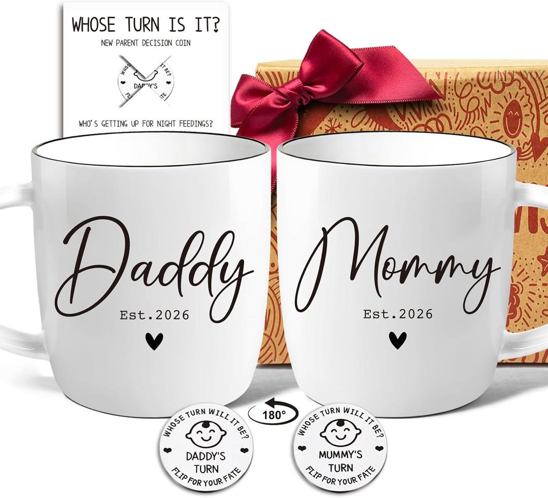 Pregnancy Mug Gift Est 2026 for New Parents, Mommy And Daddy To Be Mug Gifts, New Parents Mugs Gift for Mom, Dad - Pregnancy Announcement, New Parent Gifts for Couples, Mom And Dad Mugs 2026-15