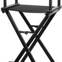 30'' Aluminum Tall Directors Chair, Portable Makeup Chair for Makeup Artist, Makeup Chair Teachers Chair Only 10.15LB, Black