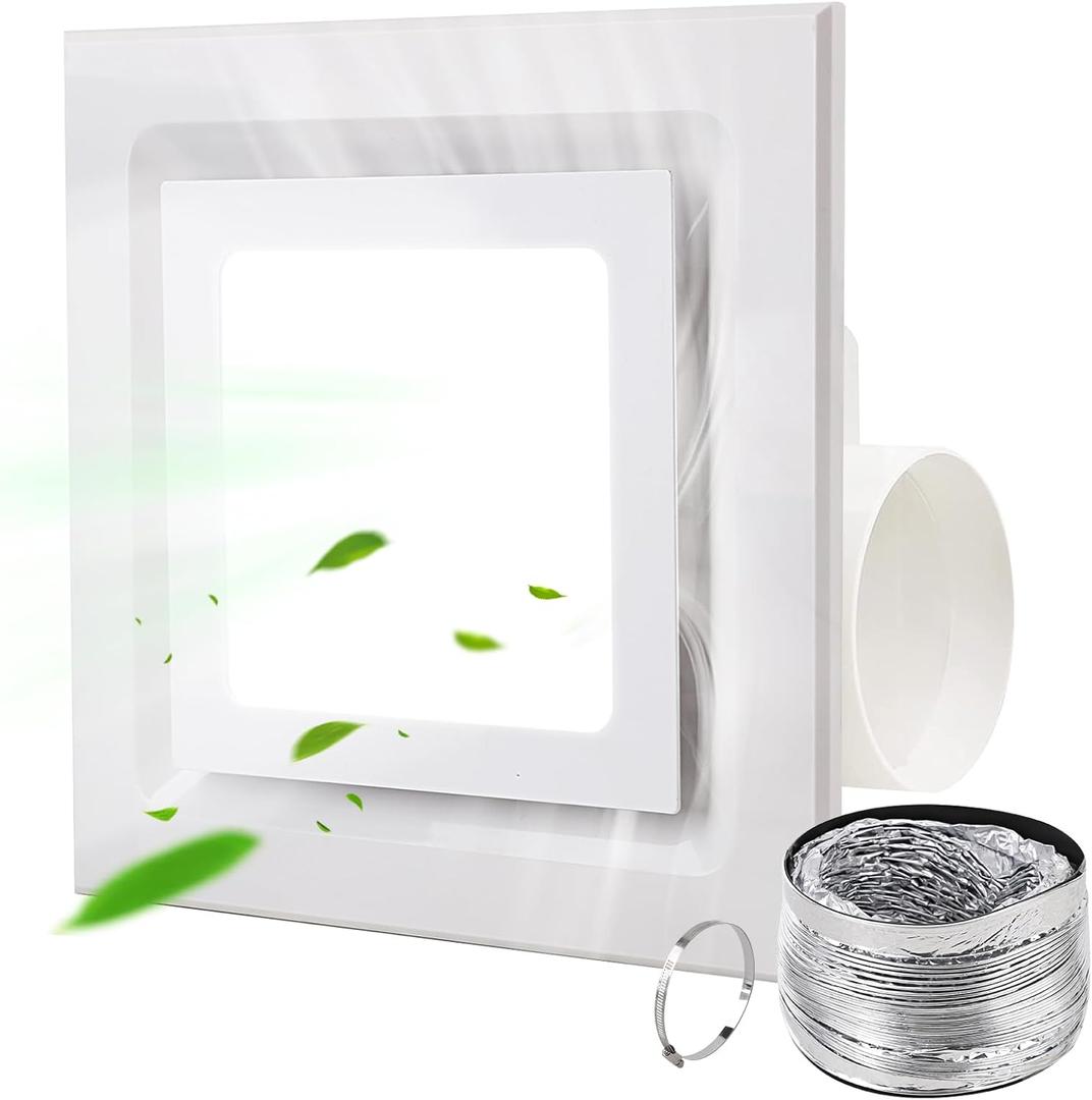 FEITON Bathroom Exhaust Fan with Light, Ceiling Mount, 110 CFM 1.0 Sones 4 Inch Duct, Quiet Square Bath Fan Light Combo, Shower Exhaust Fan with Light