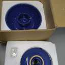 Indoor Tabletop Ceramic Fountain Water Feature Home Kitchen Office Decoration Modern Design Style (Blue)