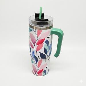 B WELL Abstract Pastel Flower Tumbler 30 oz.