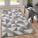 Indoor Doormat 36"x 59", Absorbent Front Back Door Mat, Rubber Backing Non Slip Floor Mats Inside Mud Dirt Trapper Outside Entrance Front Door Rug Carpet, Machine Washable Low Profile - Grey Geome