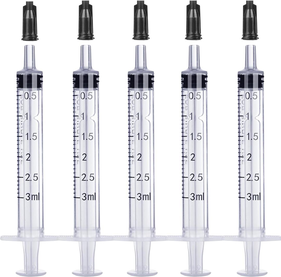 3ml Plastic Syringe Without Needle for Liquid - Measuring Syringes with Caps , Separate Sterile Packaging , Pet Medicine Small Syringe for Cats and Dog - 3 ml 5Pack