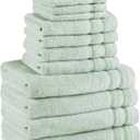 Comfort Spaces Luxury Bath Towel Set of 12 - 4 Large, 4 Hand, 4 Washcloths, 100% Cotton Quick Dry, Zero Twist, Soft Lightweight, Seafoam Green