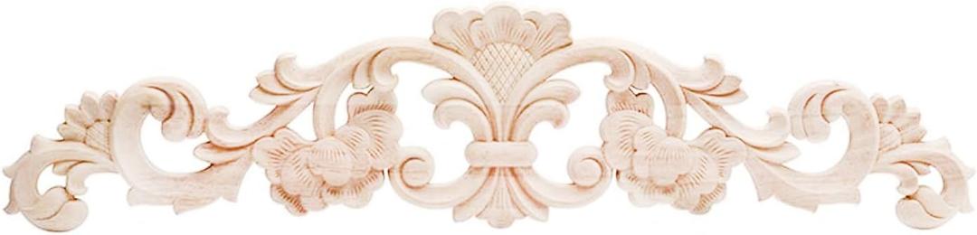 Wood Carved Long Onlay Applique Unpainted Frame Wood Appliques and Onlays for Furniture (04, 57x12.5cm/22.44x4.92inch)