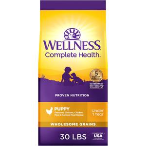 Wellness Complete Health Dry Puppy Food, Chicken, Salmon & Oatmeal, 30-Pound Bag