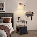 Floor Lamp with Table,Night Stand with Lamp,Side Table with Cat Scratcher
