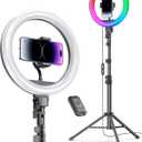 Weilisi 12'' Ring Light with Stand 72'' Tall & 2 Phone Holders,38 Color Modes Selfie Light with Tripod Stand, Big LED Ring Light for iPhone/Android/Camera,YouTube,Makeup