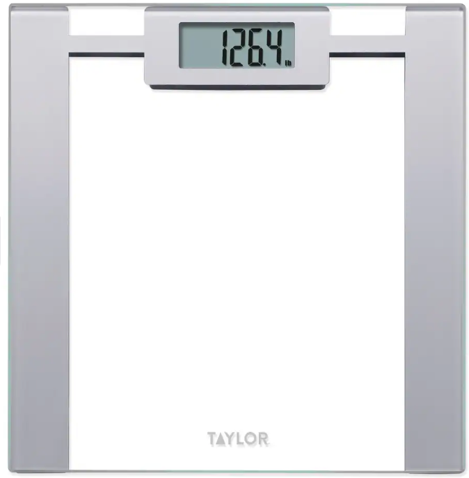 Taylor Digital Bathroom Scale, Glass with Silver Metallic Accents