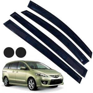 Rain Guards for Mazda 5 2006-2015, Tape-on Side Window Deflectors for Mazda 5, Window Visors for Mazda Cars, for Mazda Car Accessories 4 Rain Guards  2 Car Coasters