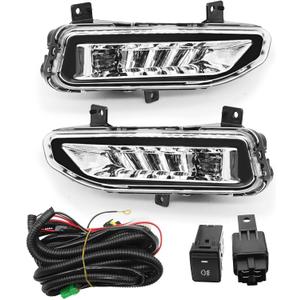 Fog Light Assembly Compatible with Frontier 2022-2024/Titan XD 2020-2023/Titan 2020-2023/Sentra 2020-2023 with Switch Harnesses Left & Right 261558996C 261508996C (Not Halogen) Pair Fog Lamp