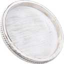 Zosenley 13 Inch Round White Centerpiece Tray with Handles - Plastic Distressed Wood Grain Decorative Serving Platter for Coffee Table - Rustic Farmhouse Ottoman Decor, Perfume & Candle Organizer