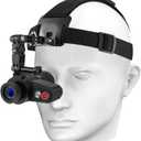 Head-Mounted Night Vision Monocular Goggles with Elastic Head Strap, Default 7X Magnification, NVG Equipment 1148FT Range with Riflescope 1.54 in HD Screen, Rechargeable for Ghost Hunting Camping