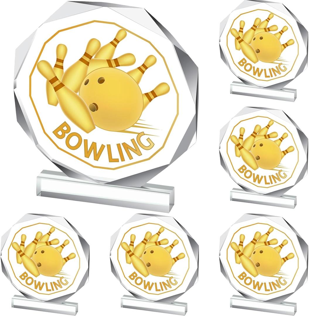 6 Pack Sports Trophy Acrylic Award Medals 4.72 x 4.72 Inch Sports Contest Trophies Bulk Plaques Team Prize Gift Trophies for Competition