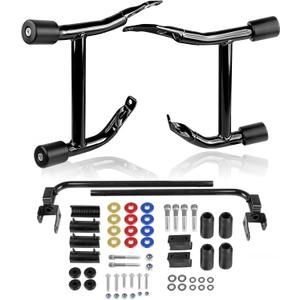 2023-2026 Street Glide Road Glide Saddlebag Guard Crash Bar Compatible with Harley Davidson Touring FLTRX FLHX FLHXU FLTRXSE FLHXSE FLTRXSTSE Black Tip-Over Bar with Support Rails