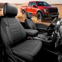 Super Cover for Ford F150 Seat Covers 2015-2025, Full Covered Leather Seat Protectors Truck Pickup Waterproof for F-150 2024 2023 2022 2021 Accessories, Only Fit 1st Row Bucket Seat SuperCrew (XL,XLT) (Black)