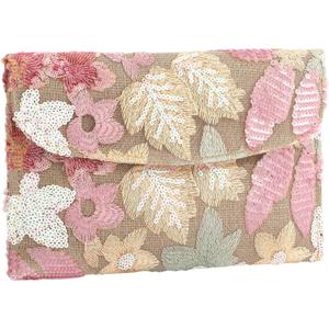 XquiziFit Floral Beaded Clutch Embroidery Sequin Beaded Purse Small Evening Clutch Purses for Women Light Pink Clutch