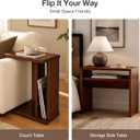 C Shaped End Table for Couch,Narrow Side Table with Storage Shelf