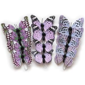 12 Pack DIY 3D Butterfly Stakes Decor - 2 Sizes of Butterfly Ornament for Home Fake Flower Floral Supplies Tea Party Wedding Easter Christmas Spring Fall. (Purple 02)