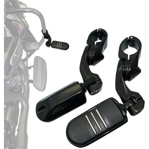 FOVPLUE 1.25" Highway pegs,Motorcycle Angled Adjustable Highway Footpegs for Harley Davidson Touring Road King Road Glide Street Glide Electra Glide Softail Sportster with 1 1/4" Highway Bar Black