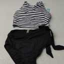 Aqua Eve Women High Waisted Bikini Set Racerback Swimsuit Two Piece Bathing Suit High Neck Swimwear (X-Small, Stripe and Black)