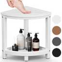 Shower Stool for Inside Shower, Corner Shower Bench Seat, HDPE Waterproof Shower Stool for Shaving Legs with Baffle Storage Shelf, Shower Seat/Foot Rest for Bathroom, Indoor/Outdoor Use, White