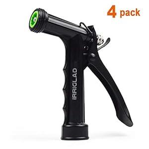 IRRIGLAD Hose Nozzle 4 Pack, Full Size Pistol Grip Water Nozzle Sprayer with Threaded Front, High Pressure Nozzle, Adjustable Spray Water Flow for Watering Plants, Showering Pet, Washing Car, Cleaning