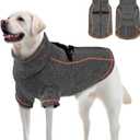 Dog Jackets for Large Dogs Boy, Reflective Warm Fleece Sweater for Dogs, Zipper Coat with D-Ring Winter Big Dog Clothes Cold Weather Coats, Grey XXX-Large