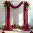 Wedding Arch Draping Fabric, 1 Panel Burgundy Sheer Backdrop Curtain Tulle Fabric Drapery for Arbor Wedding Archway Ceremony Party Ceiling Decor Backdrop