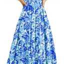 PRETTYGARDEN Women's Casual Summer Midi Dress Puffy Short Sleeve Square Neck Smocked Tiered Ruffle Dresses L