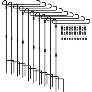 Garden Flag Stand Holder 10 Pack Garden Flag Pole13.5" for Width 12 x 18 Inches Flags with Anti-Wind Clip for Outdoor Garden Yard Lawn