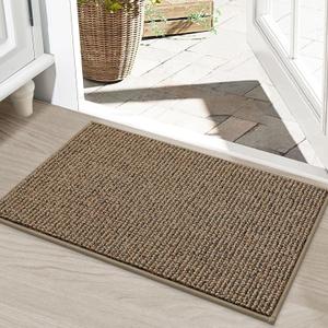 BEQHAUSE Dirt Trapper Door Mat 20" x 32", Non-Slip Washable Doormats Entrance Mat, Dirt Resistant and Absorbent Welcome Mat, Low Profile Floor Mats for Front Back Door and Entryway, Beige (1'8" x 2'8" (Rectangular))