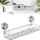 Corrugated Suction Cup Storage Holder,Movable Shower Shelf Suction Cup,Shower Caddy Large Organizer Bathroom,No-Drill Wall Mounted Bathroom Storage Rack Shelf(White)