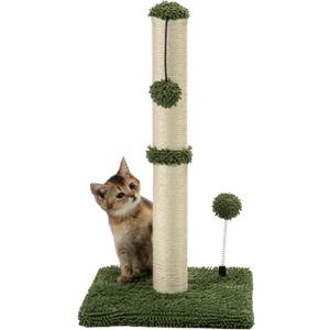 Cat Scratching Post Premium Basics Kitten Scratcher Sisal Scratch Posts with Hanging Ball 22in for Kittens or Smaller Cats, Cactus Green (22 inches for kitten)