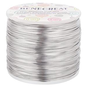BENECREAT 20 Gauge 770FT Aluminum Wire Anodized Jewelry Craft Making Beading Floral Silver Color Aluminum Craft Wire for Flower Gardening, Gem Wrapping Jewelry Making