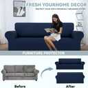 LURKA Stretch Sofa Slipcovers 1 Piece Couch Covers for 3 Cushion Couch Sofa Furniture Protector Full Sofa Covers with Elastic Bottom for Kids and Dog (Large, Navy)